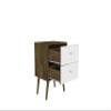 Manhattan Comfort Liberty Mid Century Modern Nightstand with Drawers, Bedside Table for Bedroom and Living Room, Night Stand Accent Decor, Easy Assembly, Brown/White view 4