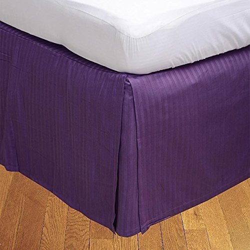 RBS Bedding's 400 Thread Count Egyptian Cotton 1-Piece Split Corner Bed Skirt 11" Drop Length Olympic Queen Purple Stripe