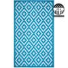 FH Home Outdoor Rug - Waterproof, Fade Resistant, Reversible - Premium Recycled Plastic - Geometric - Porch, Deck, Balcony, Mudroom, Laundry Room, Patio - Aztec - Teal & White Crease Free - 3 x 5 ft view 3