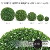 3rd Street Inn Small White Flower Grass Topiary Ball - Artificial Plant Set - Indoor/Outdoor Wedding Party Decor - Faux Foliage Garden Sphere - Tree and Bush Substitute (7", 8 Pack) view 3