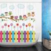 Amagical 3 Piece Owls Decor Bathroom Mat Set Shower Curtain Set Owls on a Branch Sunny Day Countryside Farmhouse Fences Wildflowers Bath Mat Contour Mat Shower Curtain with 12 Hooks view 2