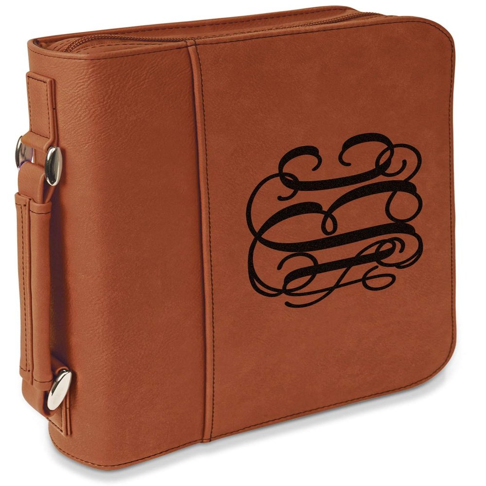Personalized Monogram Leatherette Bible Cover with Handle & Zipper - Large - Single-Sided