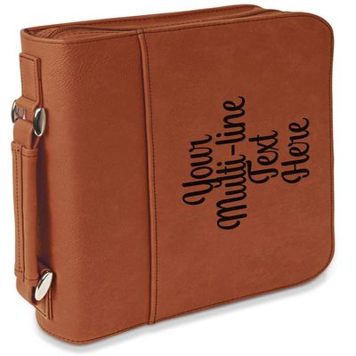 Personalized Multiline Text Leatherette Bible Cover with Handle & Zipper - Large - Double-Sided