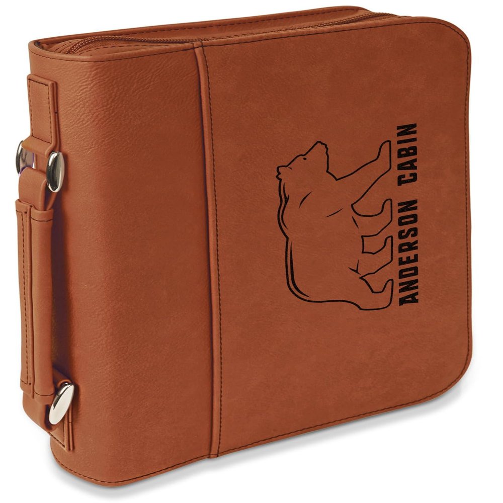 Personalized Cabin Leatherette Bible Cover with Handle & Zipper - Large - Double Sided