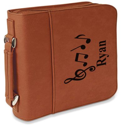 Personalized Musical Notes Leatherette Bible Cover with Handle & Zipper - Large- Single Sided