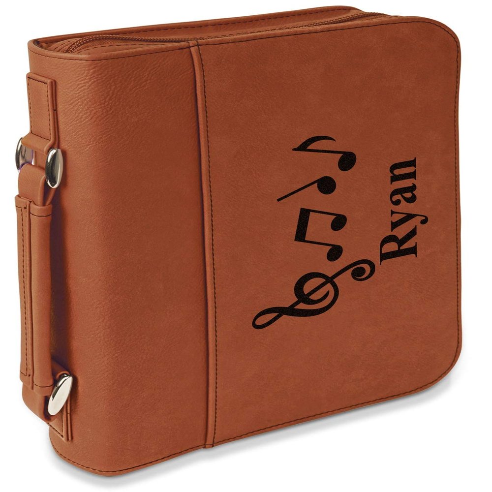 Personalized Musical Notes Leatherette Bible Cover with Handle & Zipper - Large- Single Sided