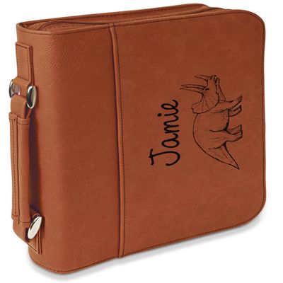 Personalized Dinosaurs Leatherette Bible Cover with Handle & Zipper - Large - Double Sided