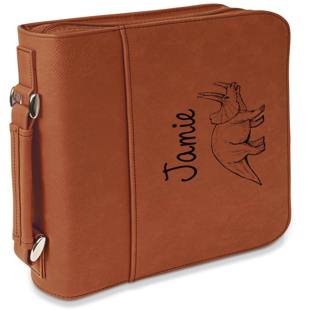 Personalized Dinosaurs Leatherette Bible Cover with Handle & Zipper - Large - Double Sided