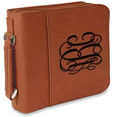 Personalized Interlocking Monogram Leatherette Bible Cover with Handle & Zipper - Large - Double Sided