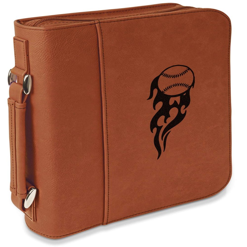 Personalized Baseball Leatherette Bible Cover with Handle & Zipper - Small - Double Sided