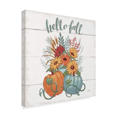 Trademark Fine Art WAP04450-C1818GG Fall Fun II - Gray & Blue Pumpkin by Janelle Penner Fine Art, 18" x 18", Multicolor