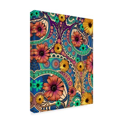 Trademark Fine Art ALI34859-C3547GG Petals & Paisley by Fusion Idol Arts Fine Art, 35" x 47", Multicolor