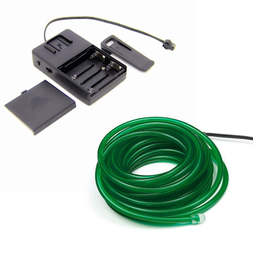 10m/32.8ft Extra Large 5.0 mm Thick - Green Neon LED Light Glow EL Wire - Powered by 6V - Craft Neon Wire String Light for DIY Project Costume Accessories Cosplay