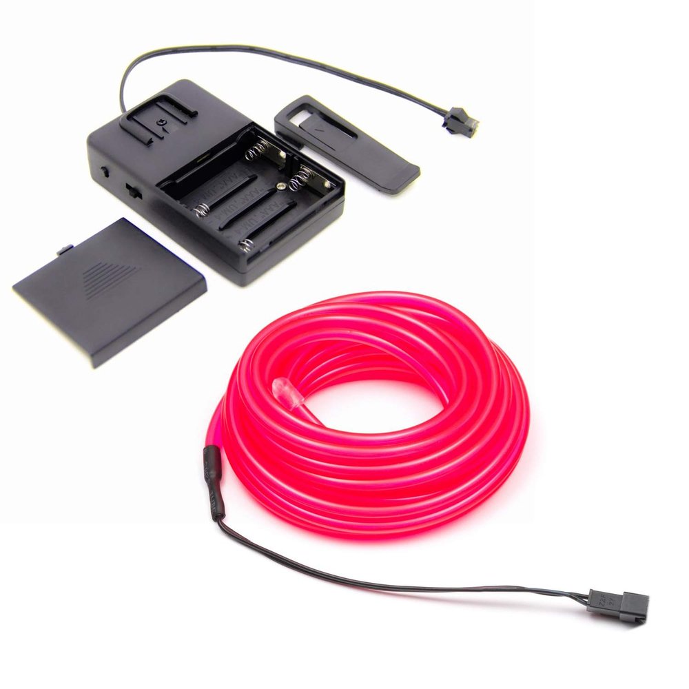 10m/32.8ft Extra Large 5.0 mm Thick - Pink Neon LED Light Glow EL Wire - Powered by 6V - Sound Active - Craft Neon Wire String Light for DIY Project Costume Accessories Cosplay