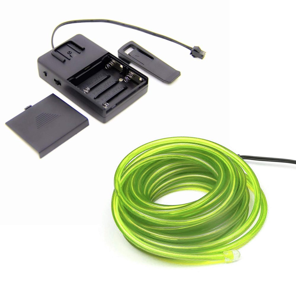10m/32.8ft Extra Large 5.0 mm Thick - Lime Green Neon LED Light Glow EL Wire - Powered by 6V - Craft Neon Wire String Light for DIY Project Costume Accessories Cosplay