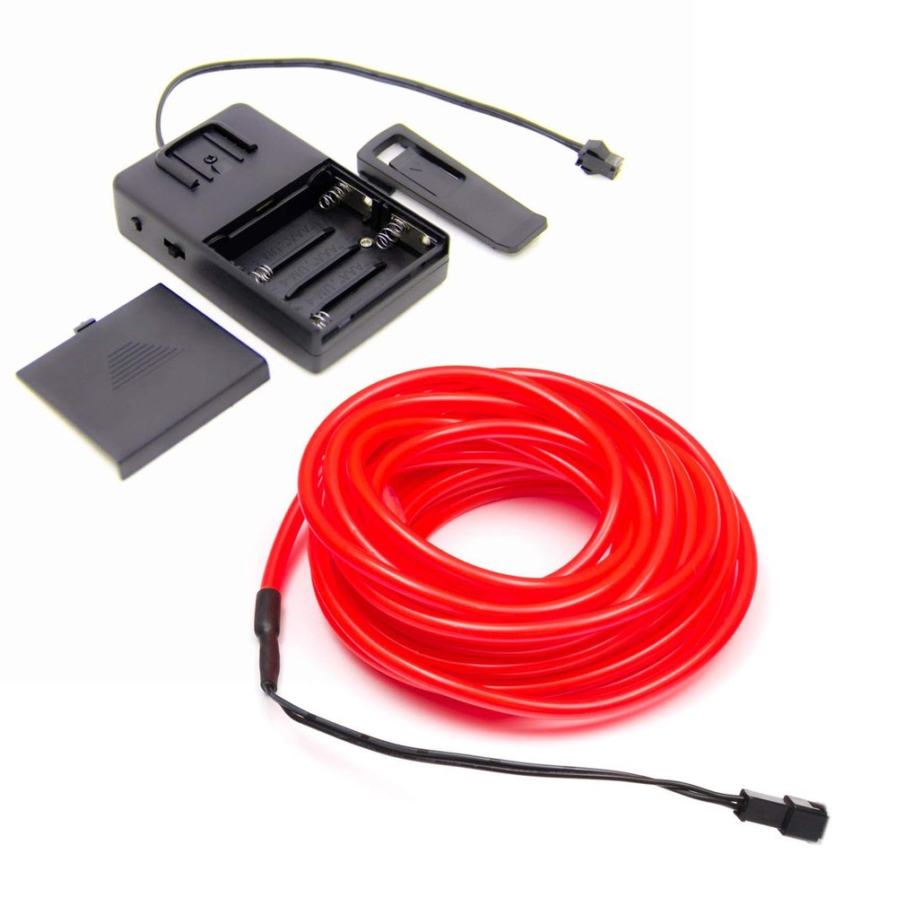 10m/32.8ft Extra Large 5.0 mm Thick - Red Neon LED Light Glow EL Wire - Powered by 6V - Craft Neon Wire String Light for DIY Project Costume Accessories Cosplay