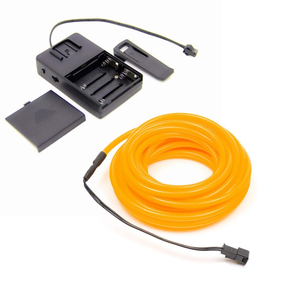 10m/32.8ft Large 3.2 mm Thick - Yellow Neon LED Light Glow EL Wire - Powered by 6V - Craft Neon Wire String Light for DIY Project Costume Accessories Cosplay