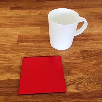 Square Coaster Set by Super Cool Creation, Red Mirror - Set of 6
