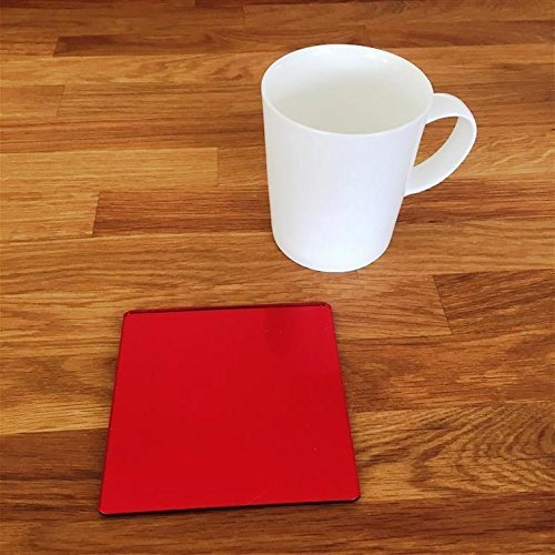 Square Coaster Set by Super Cool Creation, Red Mirror - Set of 6