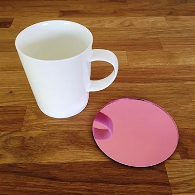 Round Coaster Set by Super Cool Creation, Pink Mirror - Set of 6
