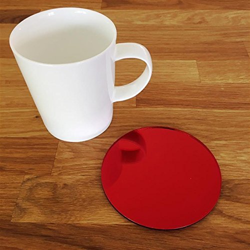 Round Coaster Set by Super Cool Creation, Red Mirror - Set of 6