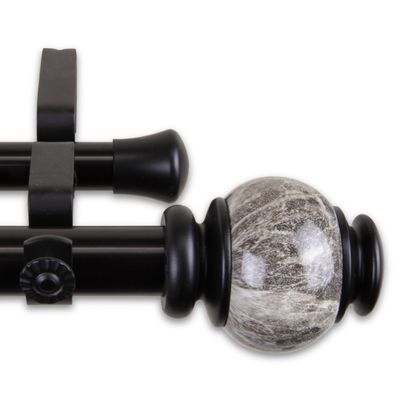 A&F Rod Dcor - Obisdian 1" Double Curtain Rod 120-170 inch - Black