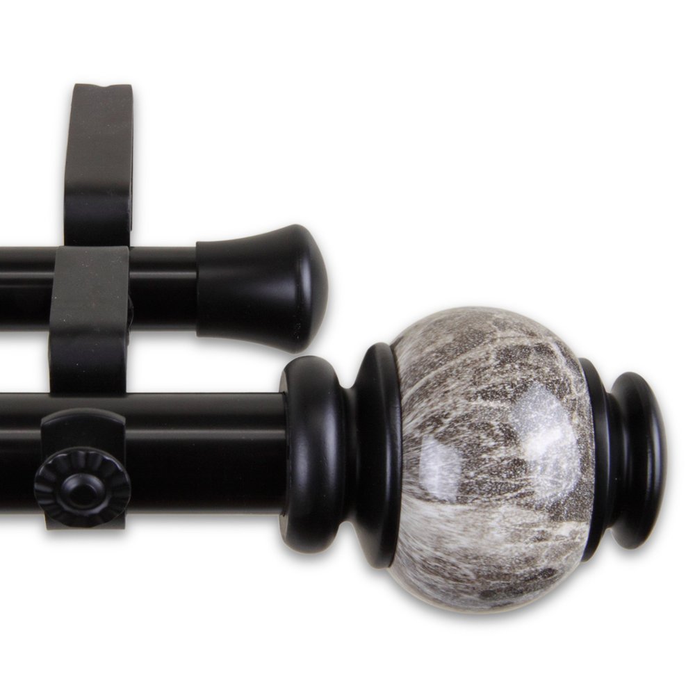 A&F Rod Dcor - Obisdian 1" Double Curtain Rod 120-170 inch - Black
