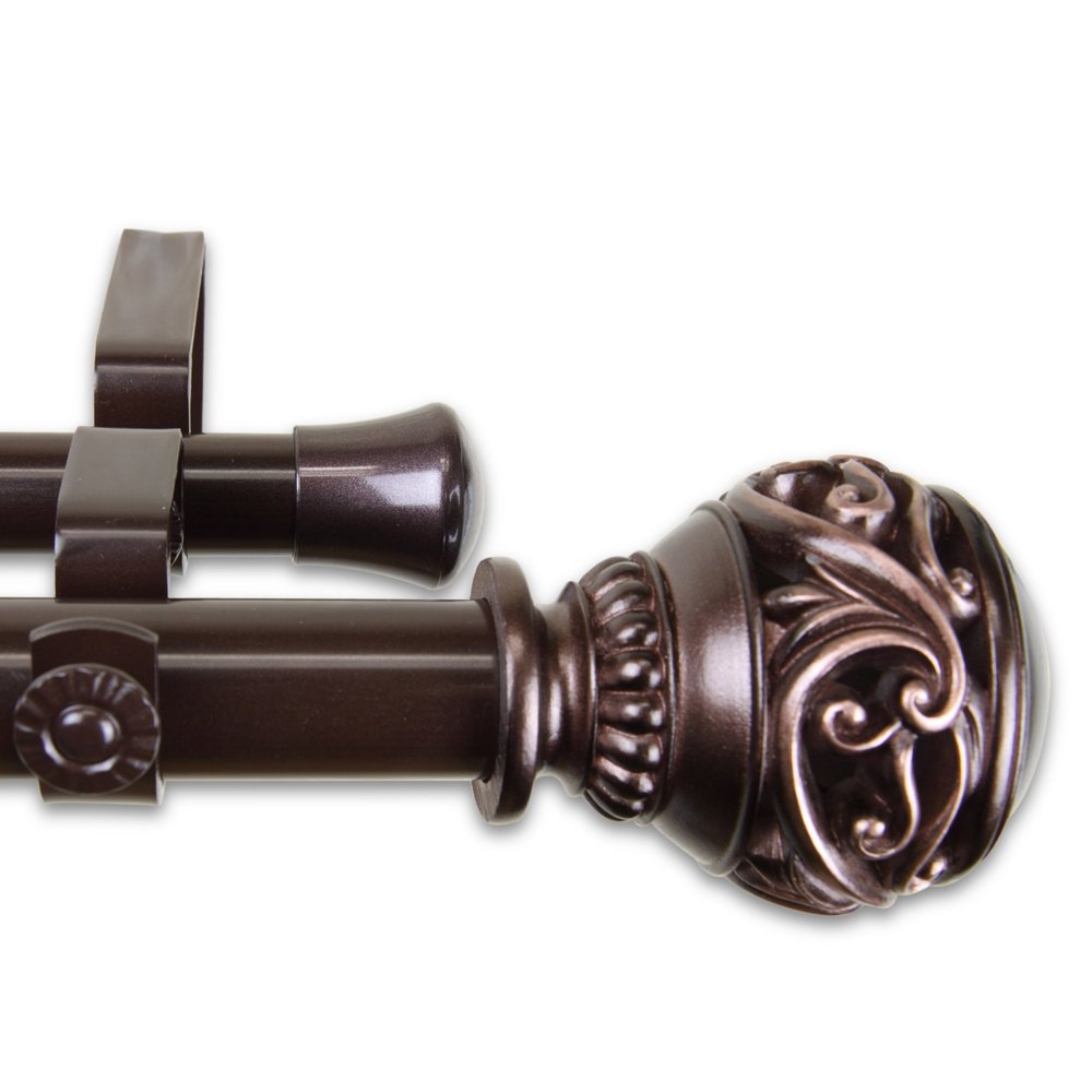A&F Rod Dcor - Leesha 1" Double Curtain Rod 120-170 inch - Bronze