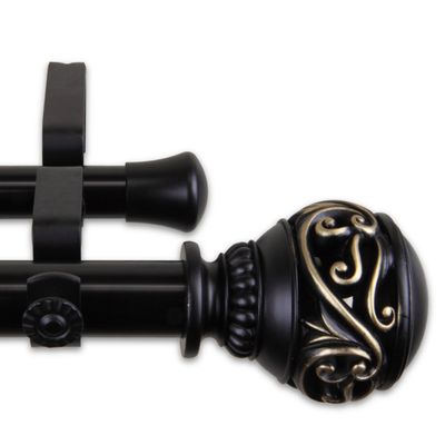 A&F Rod Dcor - Leesha 1" Double Curtain Rod 160-240 inch - Black