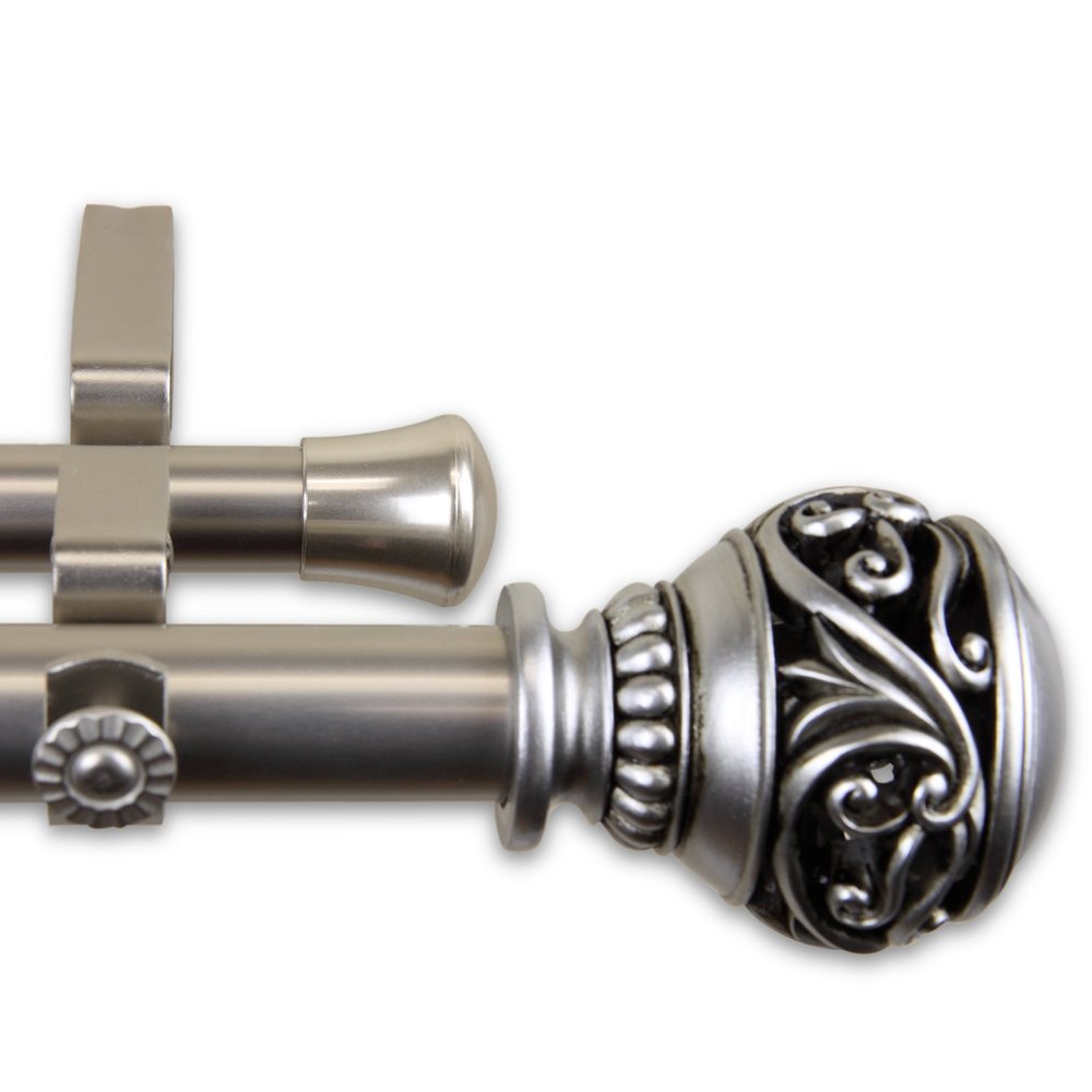A&F Rod Dcor - Leesha 1" Double Curtain Rod 160-240 inch - Satin Nickel