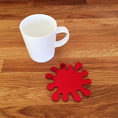 Splash Shaped Coaster Set by Super Cool Creation, Red Mirror - Set of 6