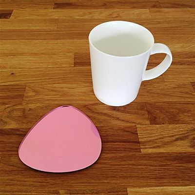 Pebble Shaped Coaster Set by Super Cool Creation, Pink Mirror - Set of 6