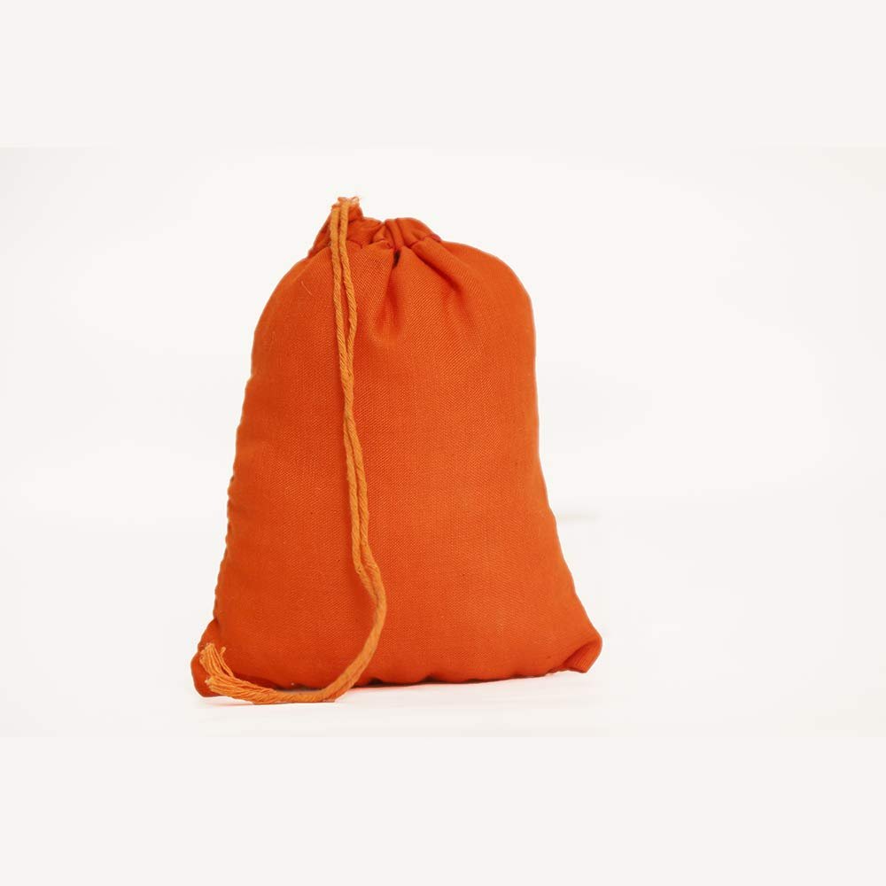 ecogreentextiles (3x4 inches) Orange Cotton Bags, Reusable And Biodegradable Produce Muslin Drawstring Bags Available in Different Sizes (Pack Of 200)