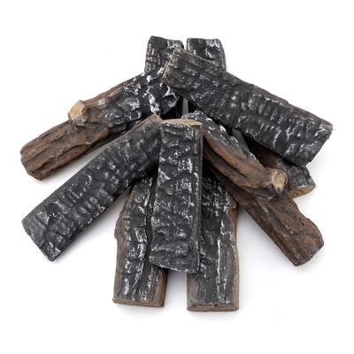 Skyflame 8 Small Piece Set of Ceramic Wood Logs for Fireplaces Fire Pits