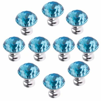 FirstDecor 10PCS Sky-Blue Acrylic Glass Diamond Cut Crystal Decorative Drawer Pull Handle for Furniture Cabinet Closet Dresser Cupboard Wardrobe Kitchen & Baby Kid's Children's Furniture Decor