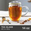 Creano Tea Glass with Stainless Steel Infuser and Glass Lid - 14oz (400ml) view 2