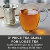 Creano Tea Glass with Stainless Steel Infuser and Glass Lid - 14oz (400ml) view 3
