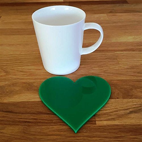 Heart Shaped Coaster Set by Super Cool Creations, Green - Set of 8