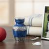 eSplanade Mini Cremation Urn Keepsake Memorial Jar Pot Container | Small Urn for Funeral Ashes Burial | Engraved Metal Keepsake | Navy Blue - 4.5" Inches view 1