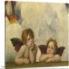 ARTCANVAS Sistine Madonna - Two Angels Detail - Rectangular 1513 Canvas Art Print Stretched Framed Painting Picture Poster Giclee Wall Decor by Raphael - 40" x 26" (0.75" Deep) view 1