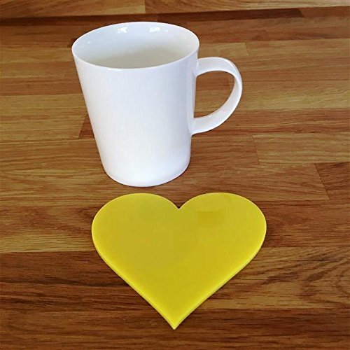 Heart Shaped Coaster Set by Super Cool Creations, Yellow - Set of 8