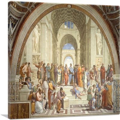 ARTCANVAS School of Athens 1510 Canvas Art Print Stretched Framed Painting Picture Poster Giclee Wall Decor by Raphael - 40" x 26" (0.75" Deep)