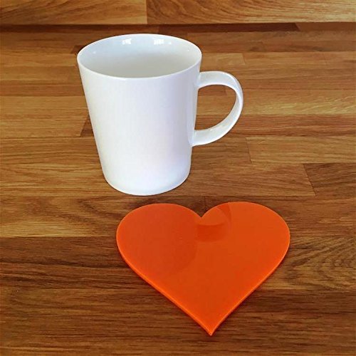 Heart Shaped Coaster Set by Super Cool Creations, Orange - Set of 8