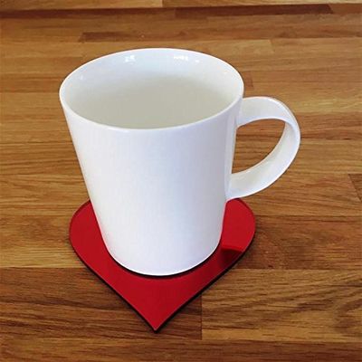 Heart Shaped Coaster Set by Super Cool Creations, Red Mirror - Set of 6