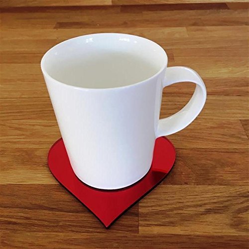 Heart Shaped Coaster Set by Super Cool Creations, Red Mirror - Set of 6