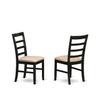 East West Furniture SUPF3-BCH-C 3 Piece Dining Room Table Set Contains a Round Kitchen Table with Dropleaf & Shelves and 2 Linen Fabric Upholstered Chairs, 42x42 Inch, Black & Cherry view 3