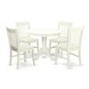 East West Furniture ANNO5-LWH-W 5 Piece Dinette Set for 4 Includes a Round Kitchen Table with Pedestal and 4 Dining Room Chairs, 36x36 Inch, Linen White view 1