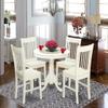 East West Furniture ANNO5-LWH-W 5 Piece Dinette Set for 4 Includes a Round Kitchen Table with Pedestal and 4 Dining Room Chairs, 36x36 Inch, Linen White view 2