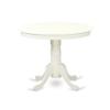 East West Furniture ANNO5-LWH-W 5 Piece Dinette Set for 4 Includes a Round Kitchen Table with Pedestal and 4 Dining Room Chairs, 36x36 Inch, Linen White view 3