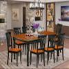 East West Furniture DOAV9-BCH-W 9 Piece Dining Table Set Includes a Rectangle Dining Room Table with Butterfly Leaf and 8 Wooden Seat Chairs, 42x78 Inch, Black & Cherry view 2
